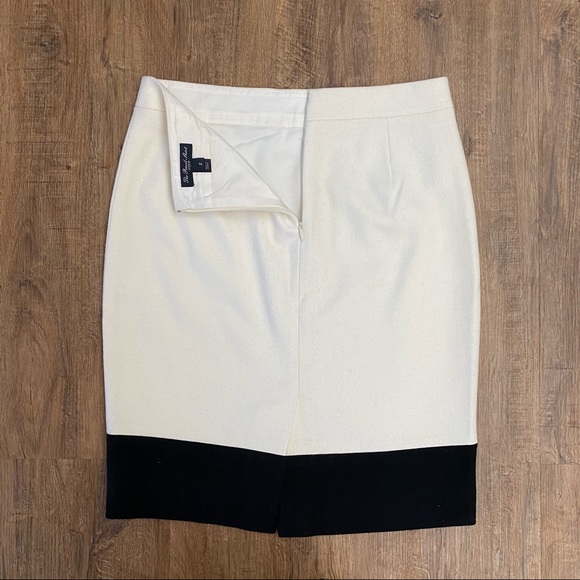 J. Crew Colorblock Black/Ivory Wool Pencil Skirt - Picture 2 of 5